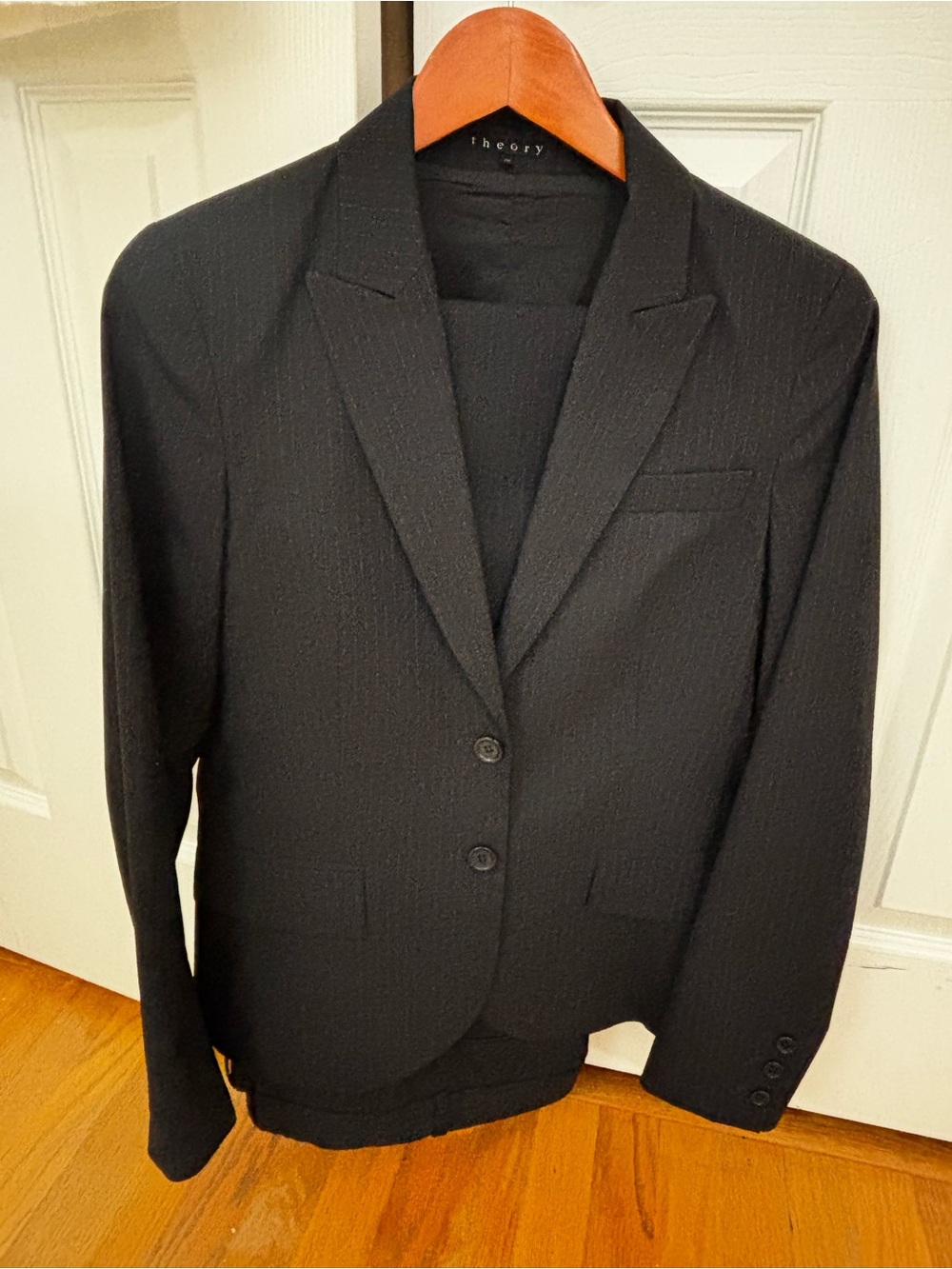 Theory size 10 black pinstripe suit